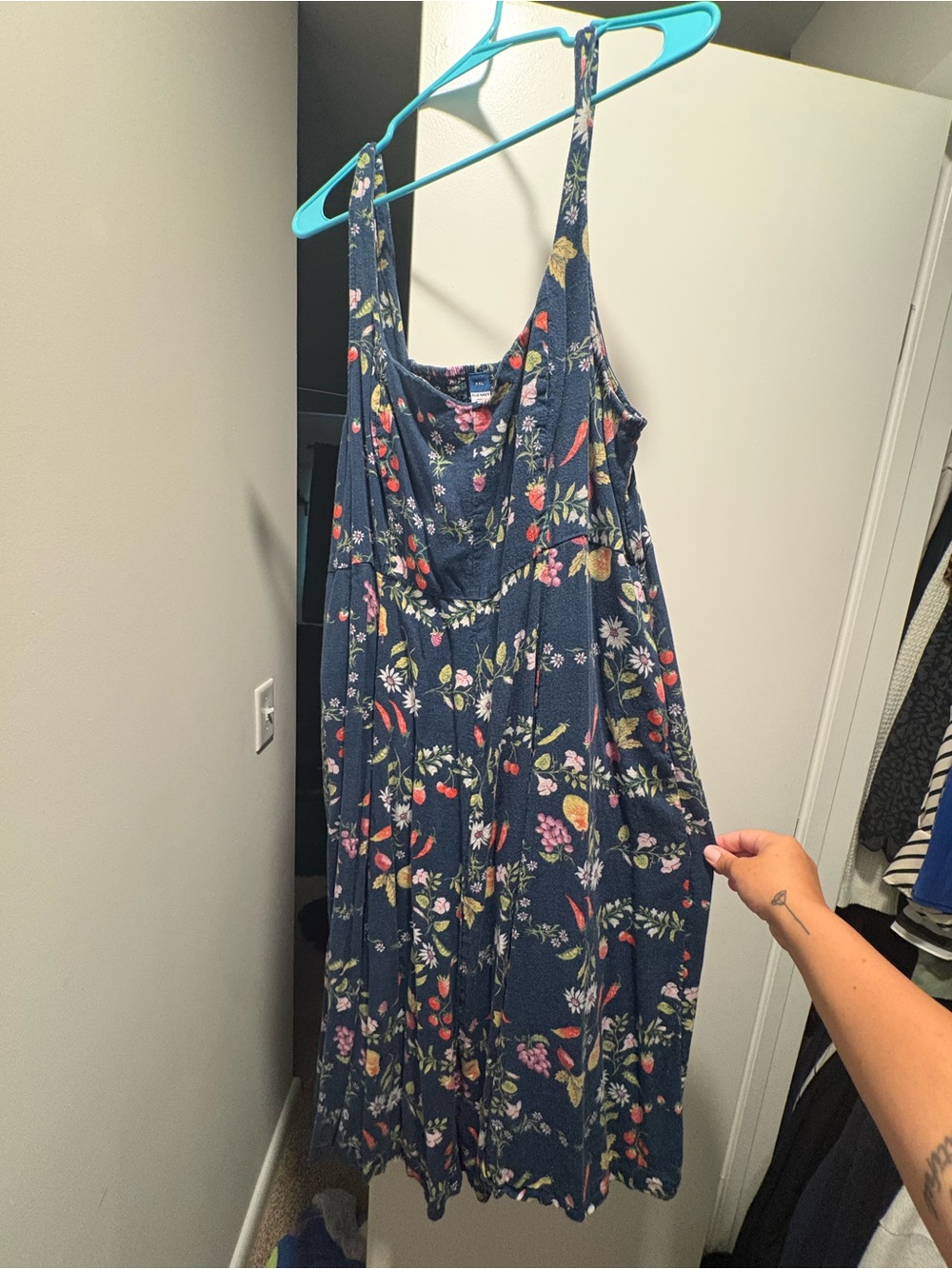 Old Navy Navy Floral Maxi Sundress with Pink & Yellow Accents - Picture 1 of 1